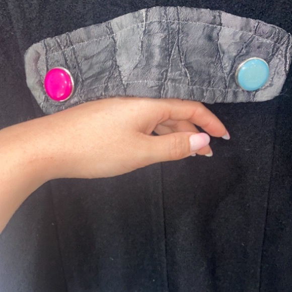 Rare DY Design Wool Embroidered Colorful Design Fun Adorable Coat Sz M Vintage - Picture 7 of 7